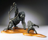 "The Imp"
Cast bronze mother and child gorillas on a handmade cocobolo base
<br />
<a href="/gallery.html?gallery=View The Imp" target="_top">click here for additional photos of this piece</a>